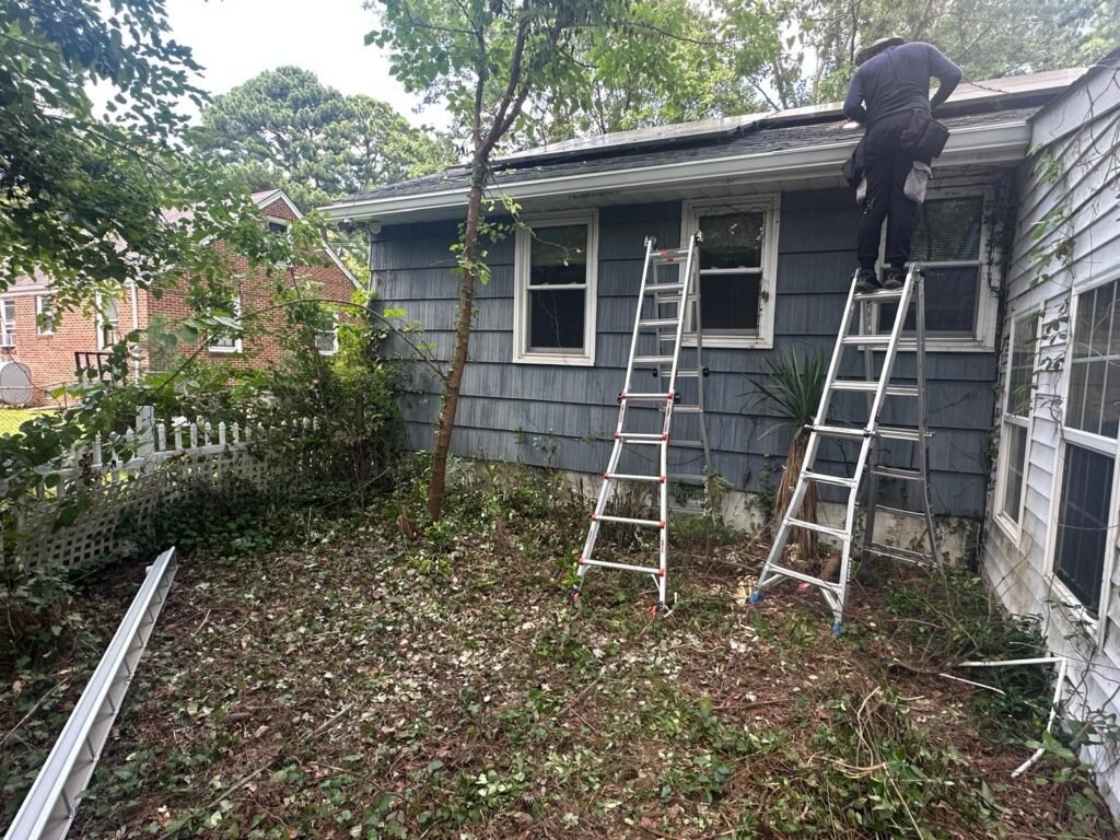 Installing heavy-duty mesh gutter filters in Suffolk to handle large debris from surrounding trees.