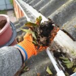 Hand Removal of leaves for gutter cleaning in Hampton