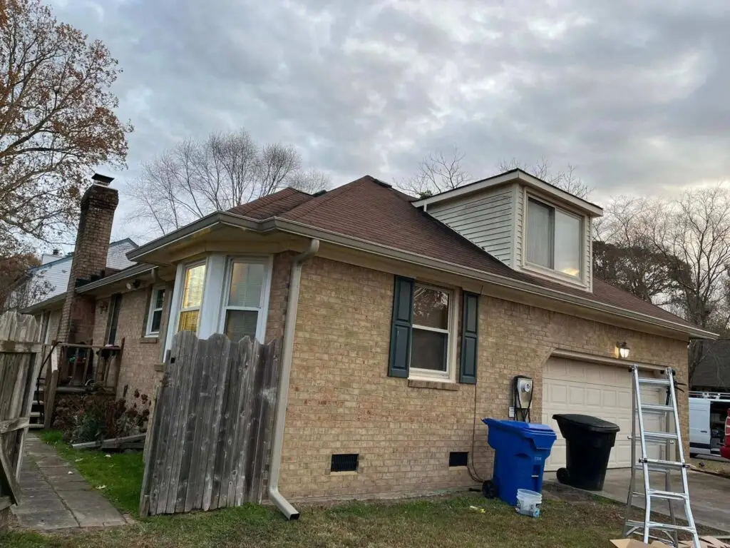 Perfect seamless gutters installed on a virginia home, preventing clogged gutters