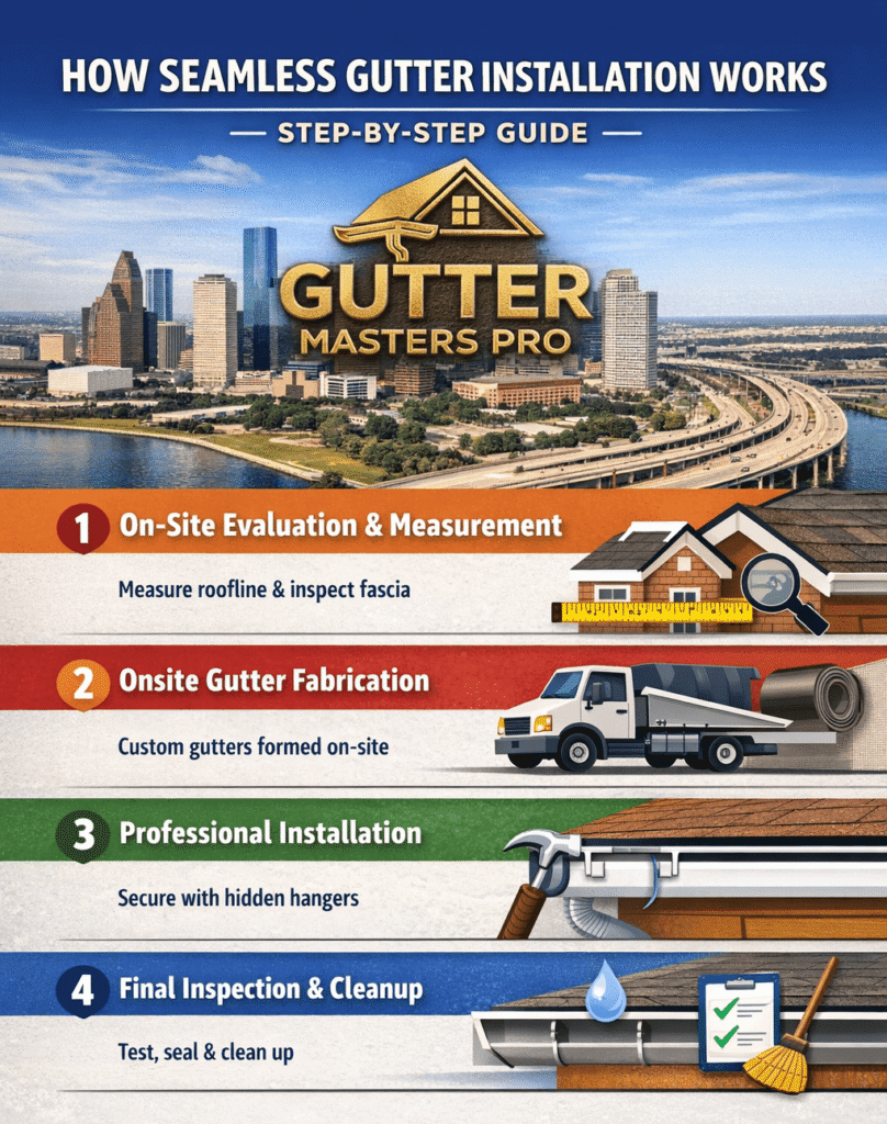 Seamless gutter installation process step-by-step in Norfolk VA by Gutter Masters Pro