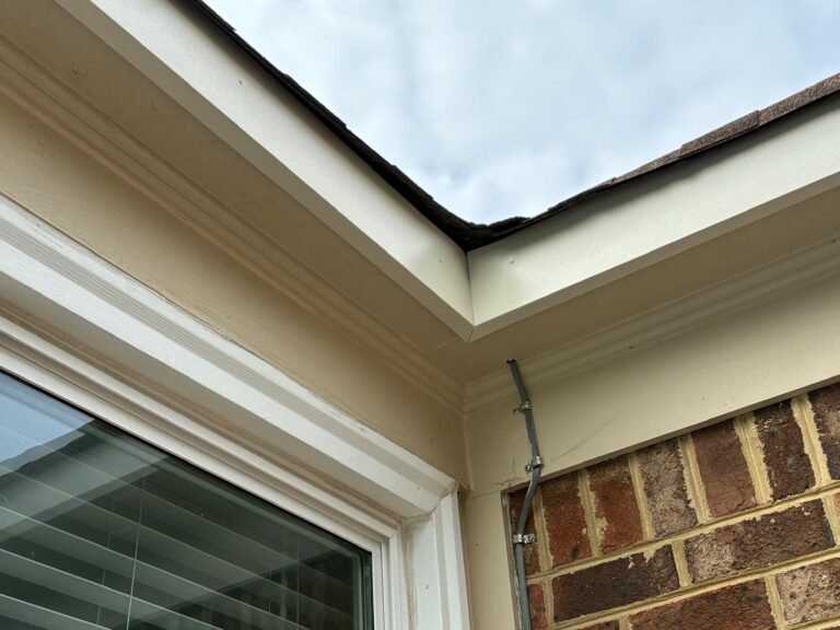Close-up of a clean mitered inside corner on new aluminum fascia wrap in Chesapeake, VA