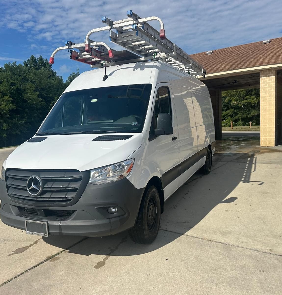 Gutter Master service vehicle transporting gutter installation materials