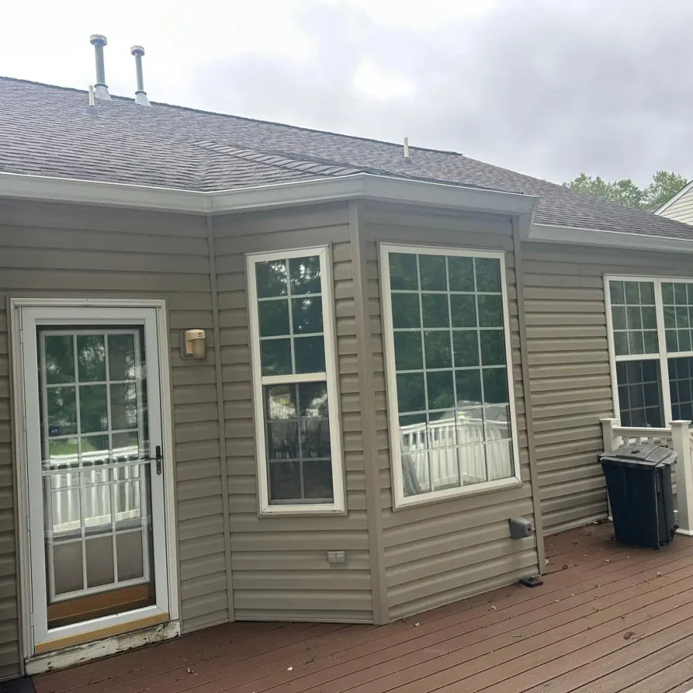 Comprehensive downspout and drainage system repair completed in Smithfield to divert water away from the foundation.