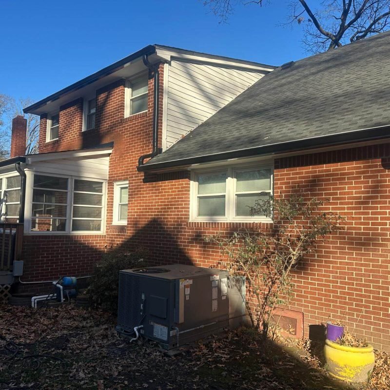 Completed gutter replacement with seamless aluminum gutters in Chesapeake Virginia