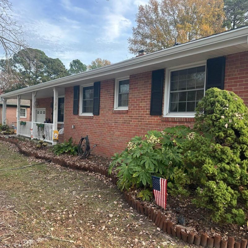 seamless gutter installed on a brick home
